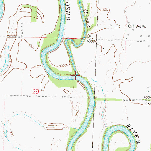 Topographic Map of Long Creek, KS
