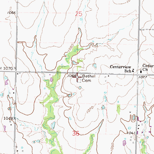 Topographic Map of Bethel Cemetery, KS