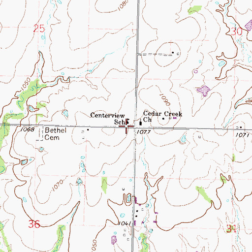Topographic Map of Centerview School, KS