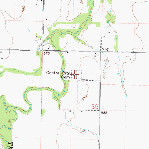 Topographic Map of Central City Cemetery, KS