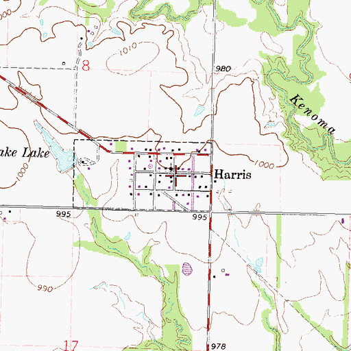 Topographic Map of Harris, KS