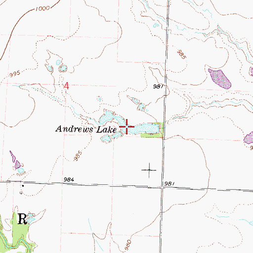 Topographic Map of Andrews Lake, KS