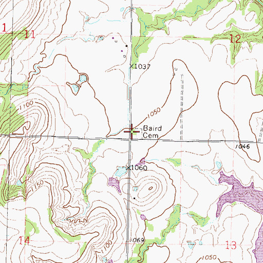 Topographic Map of Baird Cemetery, KS