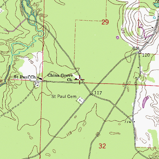 Topographic Map of China Grove Church, AR