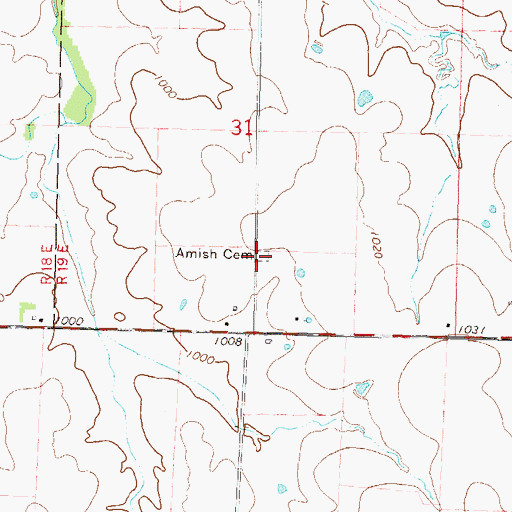 Topographic Map of Amish Cemetery, KS