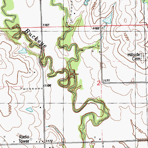 Topographic Map of East Buckeye Creek, KS