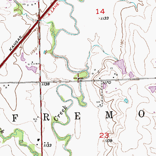 Topographic Map of Central School, KS