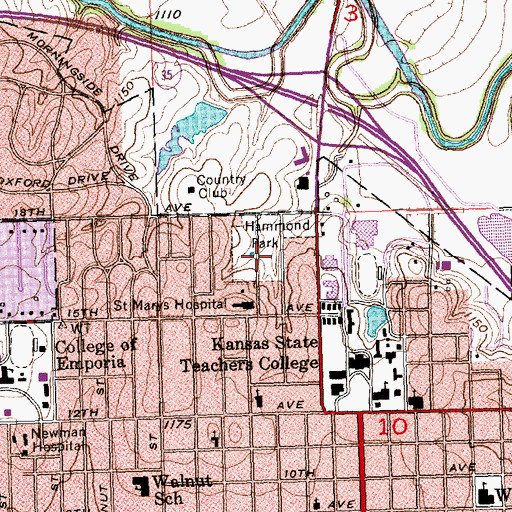 Topographic Map of Hammond Park, KS