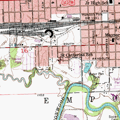 Topographic Map of Saint Catherine School, KS