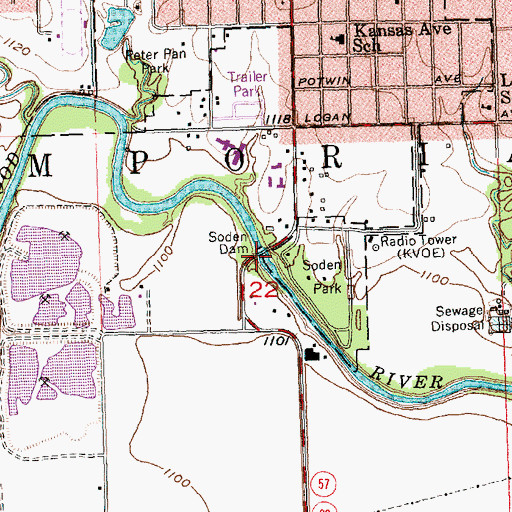 Topographic Map of Soden Dam, KS