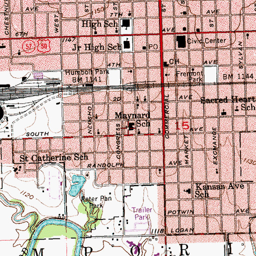 Topographic Map of Maynard Early Childhood Center, KS