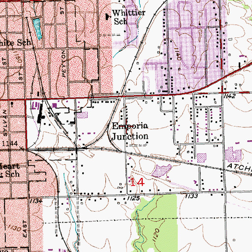 Topographic Map of Emporia Junction, KS