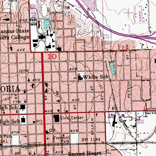 Topographic Map of William Allen White Elementary School, KS