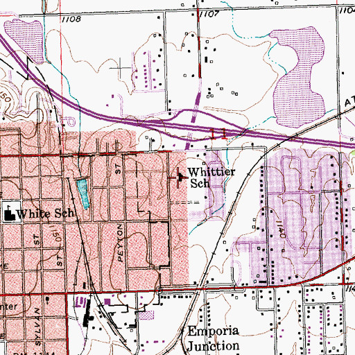 Topographic Map of Whittier School, KS