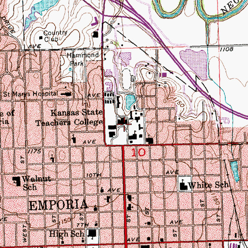 Topographic Map of Kansas State Teachers College, KS