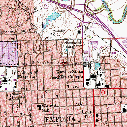 Topographic Map of Saint Marys Hospital, KS