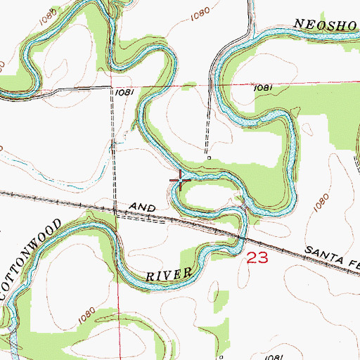 Topographic Map of Cottonwood River, KS