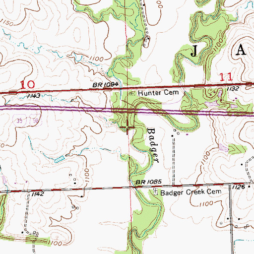 Topographic Map of Coon Creek, KS