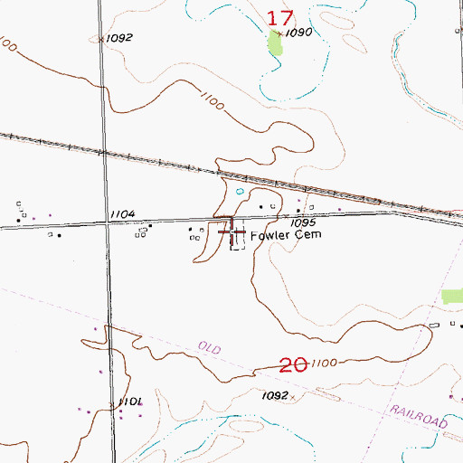Topographic Map of Fowler Cemetery, KS