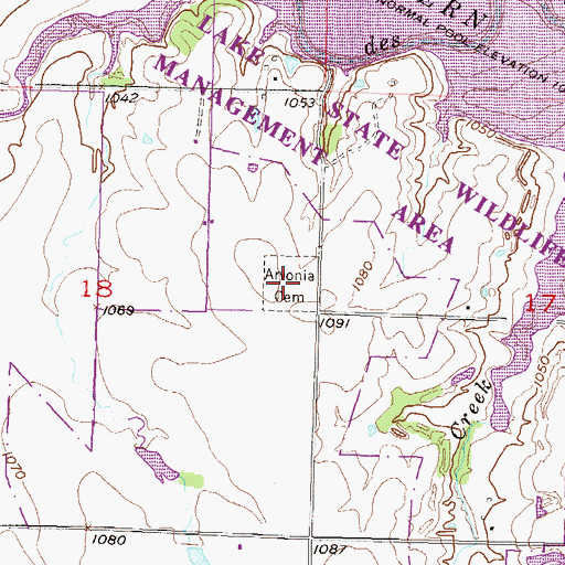 Topographic Map of Arvonia Cemetery, KS