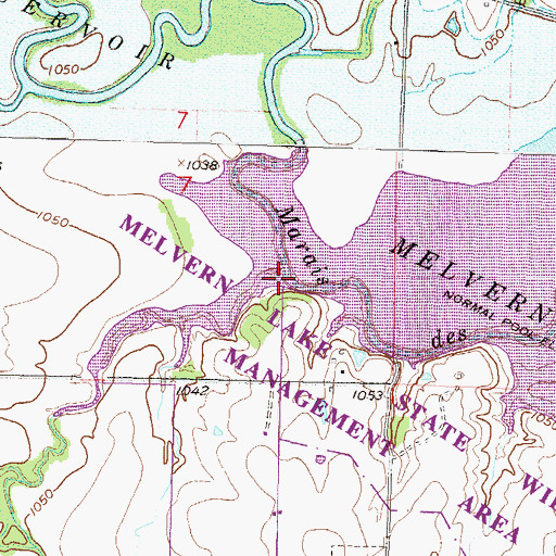 Topographic Map of Puleston Creek, KS
