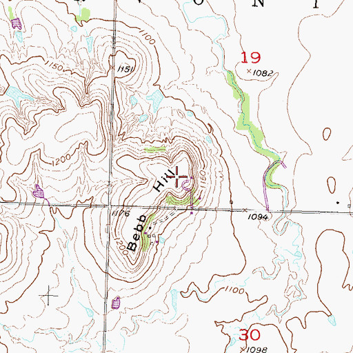 Topographic Map of Bebo Hill, KS