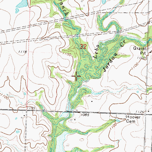 Topographic Map of Logwater Branch, KS