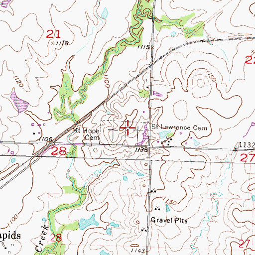 Topographic Map of Saint Lawrence Cemetery, KS
