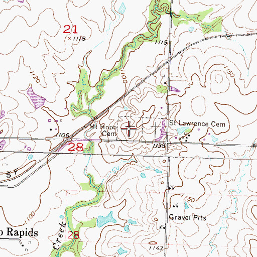 Topographic Map of Mount Hope Cemetery, KS
