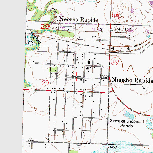 Topographic Map of Neosho Rapids, KS