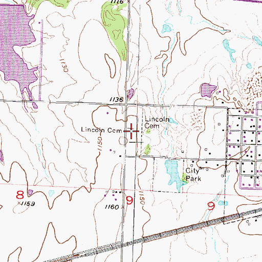 Topographic Map of Lincoln Cemetery, KS