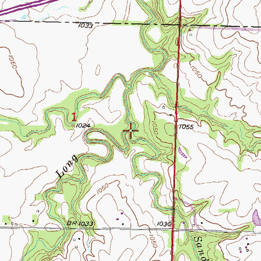 Topographic Map of Sand Creek, KS