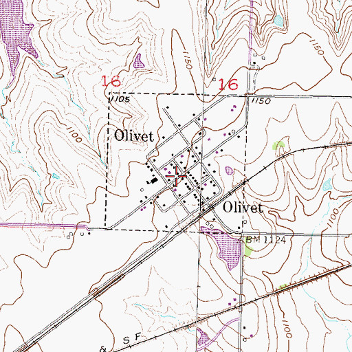 Topographic Map of Olivet, KS
