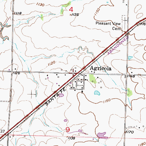 Topographic Map of Agricola, KS