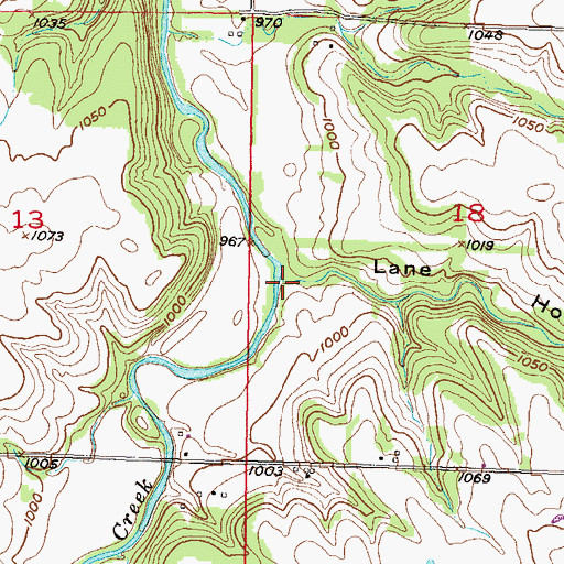 Topographic Map of Lane Hollow, KS
