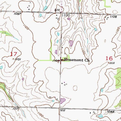 Topographic Map of Rosemont Church, KS