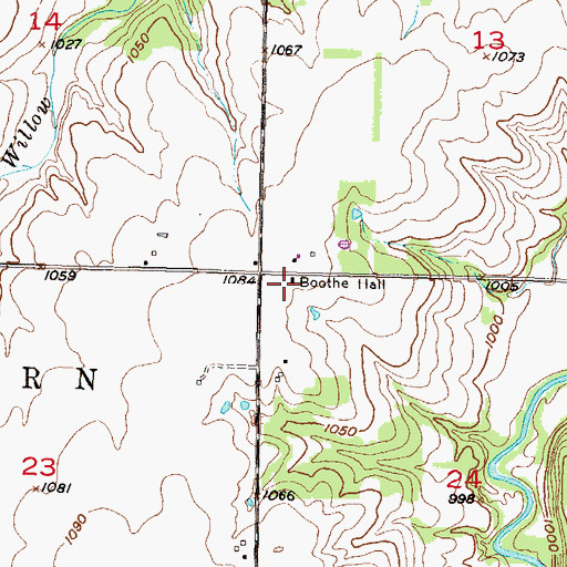 Topographic Map of Boothe Hall, KS