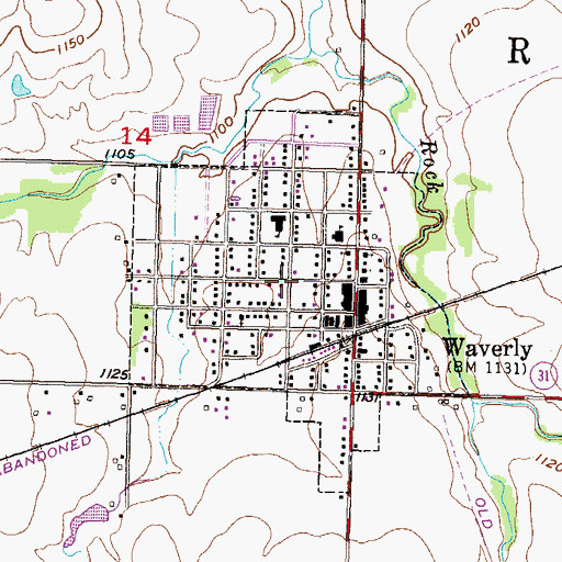 Topographic Map of Waverly, KS