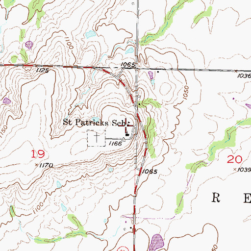 Topographic Map of Saint Patricks School, KS
