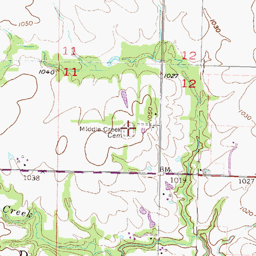 Topographic Map of Middle Creek Cemetery, KS