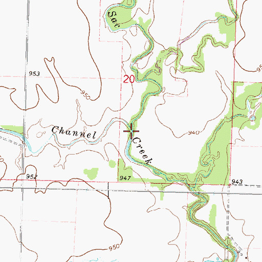 Topographic Map of Old Channel Sac Creek, KS