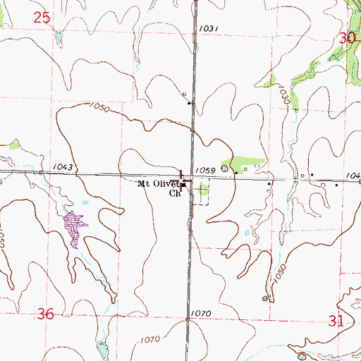 Topographic Map of Mount Olivet Church, KS