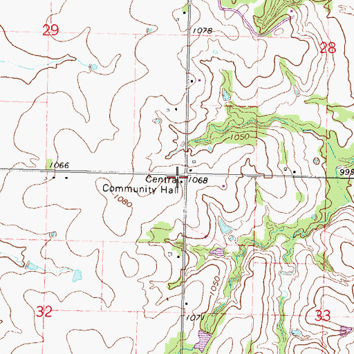 Topographic Map of Central Community Hall, KS