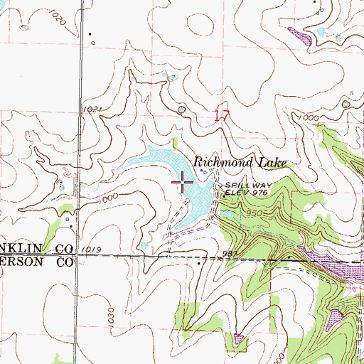 Topographic Map of Richmond Lake, KS