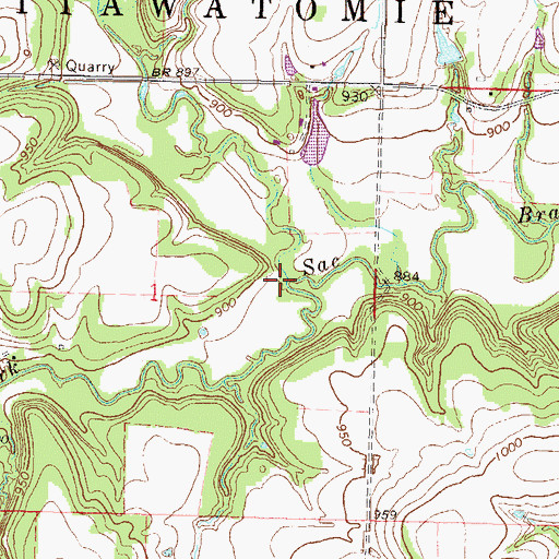 Topographic Map of North Fork Sac Branch, KS