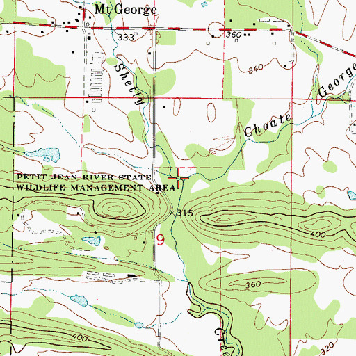 Topographic Map of Choate George Branch, AR
