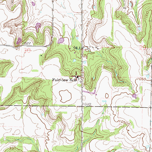 Topographic Map of Fairview Elementary School (historical), KS