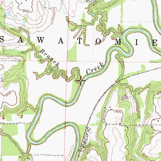 Topographic Map of Cockers Branch, KS