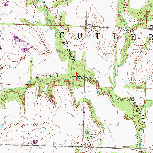 Topographic Map of East Branch Mosquito Creek, KS
