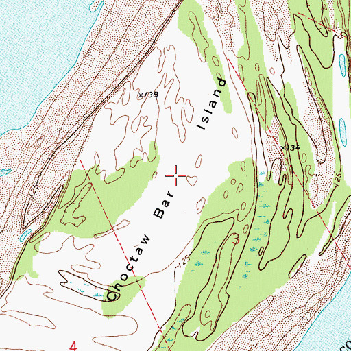 Topographic Map of Choctaw Bar Island, AR